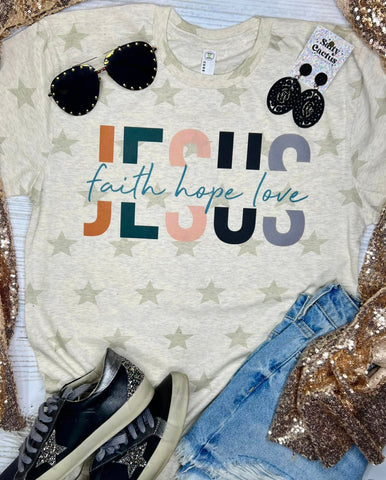 *DTG* Jesus Faith Hope Love Star Tee