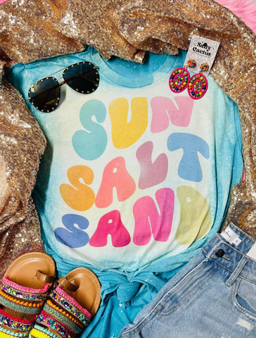 Sun Salt Sand Colorful Bleached Aqua Tee