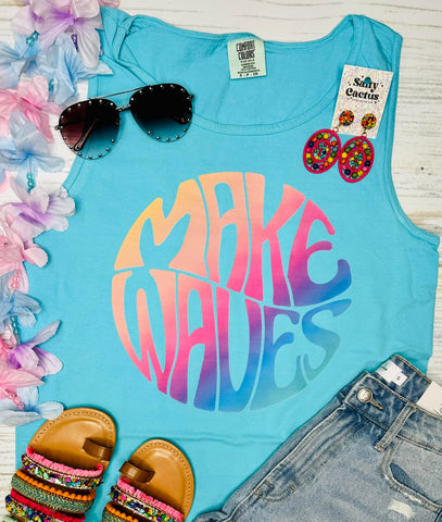 *DTG* Make Waves Neon Sapphire Comfort Color Tank