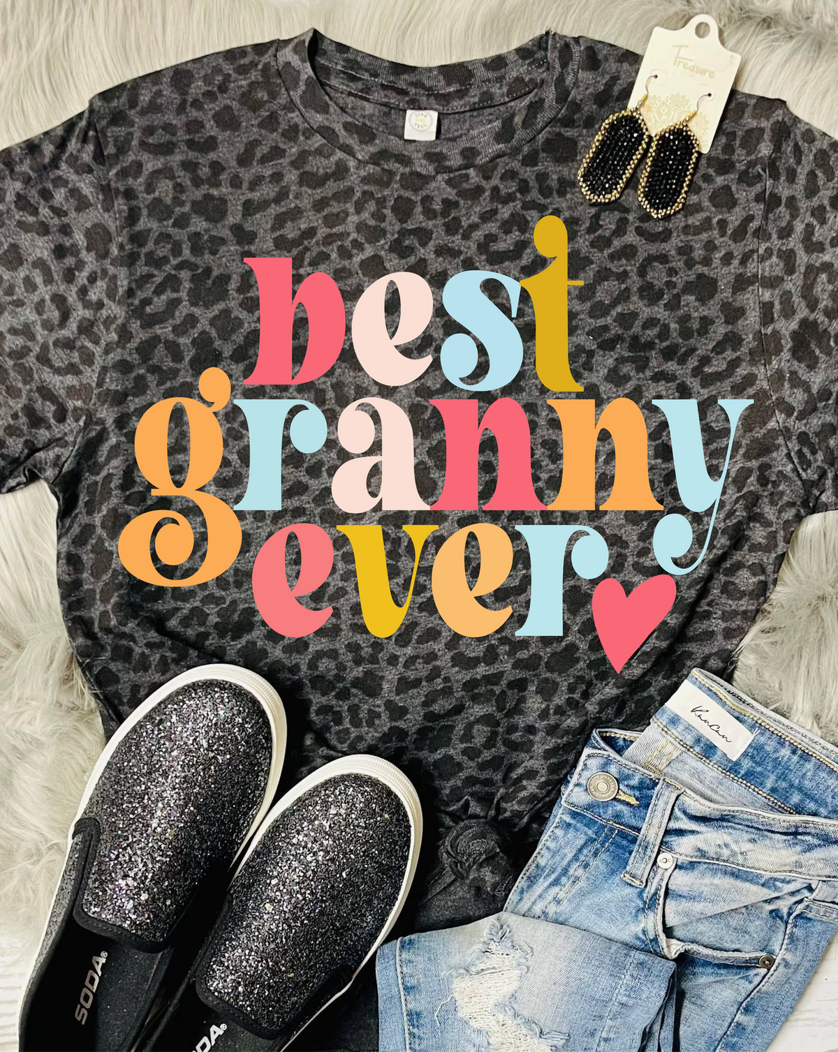 *DTG* Best Ever Colorful Leopard Tee