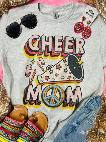 Cheer Mom Mega Phone Grey Tee