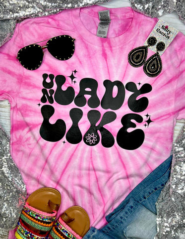 *SP* Un Lady Like Retro Pink Tie Dye Tee