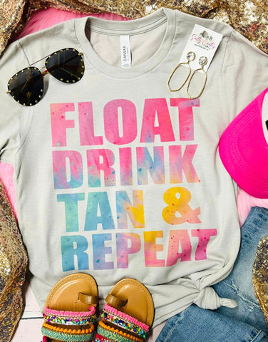 Float Drink Tan & Repeat Tie Dye Tan Tee