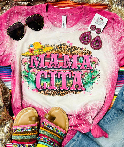 Mama Cita Leopard Serape Pink Bleached Tee