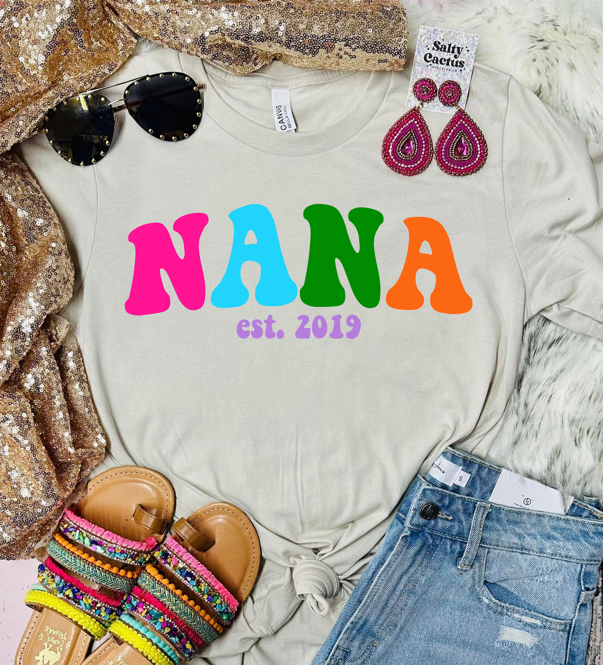 Mama Colorful Est. Tan Tee