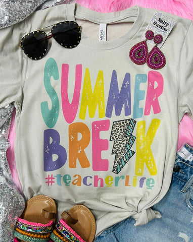 Summer Break Teacher Life Tan Tee