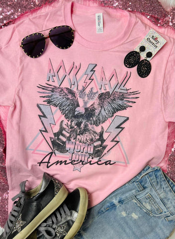 Rock and Roll America World Tour Eagle Pink Tee