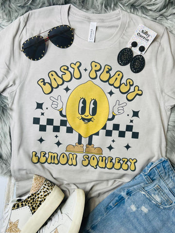 Easy Peasy Lemon Squeezy Stone Grey Tee