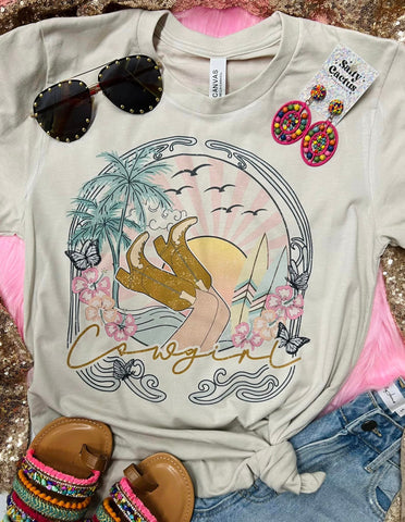 Cowgirl Boots Beach Tan Tee