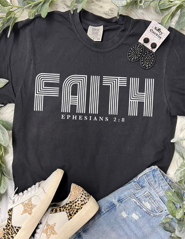 *SP* Faith Ephesians 2:8 Black Comfort Color Tee