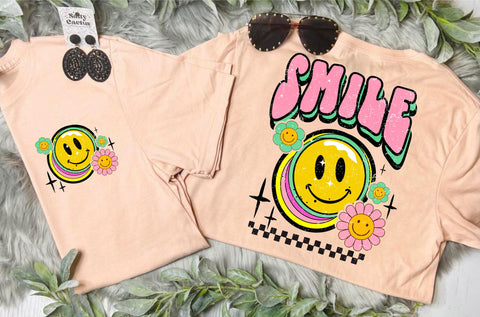 Smile Floral Front and Back Design on Peach Day