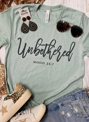 Unbothered Mood 24:7 Dusty Blue Tee