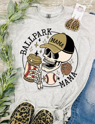 Ballpark Mama Skeleton Grey Tee