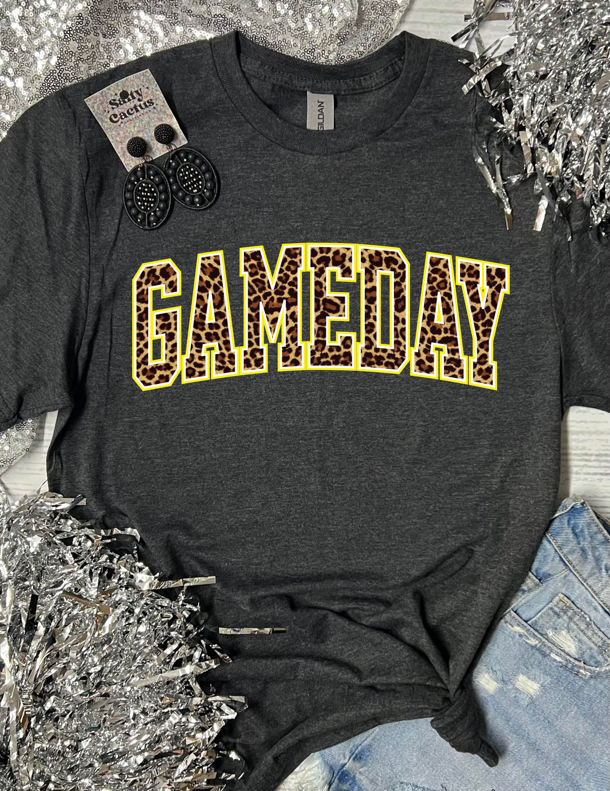 *DTG* Leopard Gameday Dark GreyTees