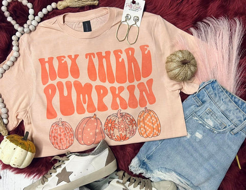 Hey There 4 Pumpkins Peach Tee