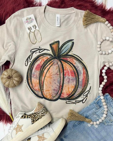 Tan Watercolor Pumpkin Tan Tee