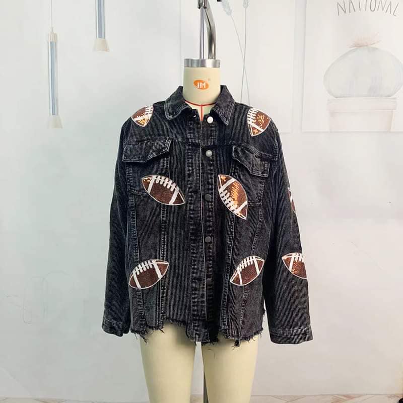 Corduroy & Sequins Football Jacket