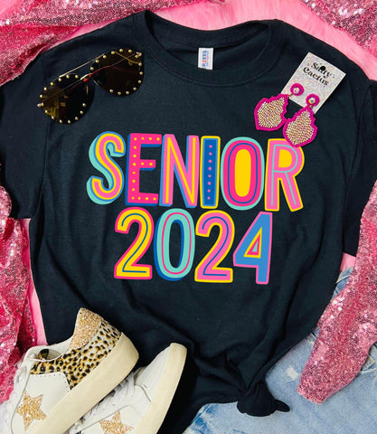 *DTG* Senior 2024 Colorful Black Tee