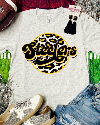 Steelers Leopard Circle Triblend Bella Tee