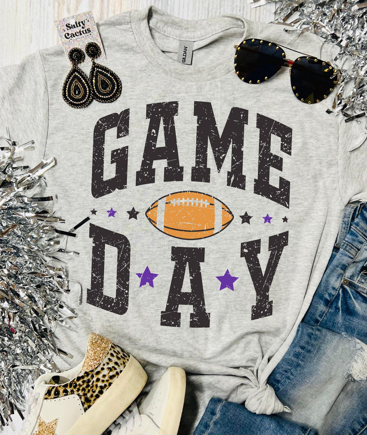 Game Day Multi-Star Grey Tee