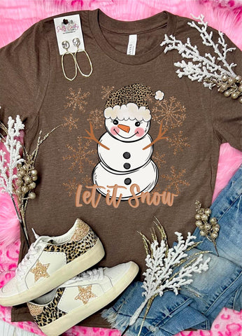 *DTG* Snowflakes Snowman Brown tee