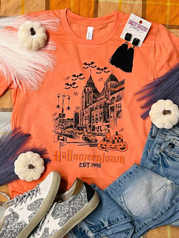 Bat House Halloweentown Orange Tee