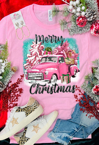 *DTG* Merry Christmas Pink Truck Snow