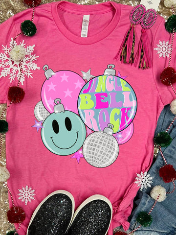 *DTG* Jingle Bell Rock Disco Neon Pink Tee