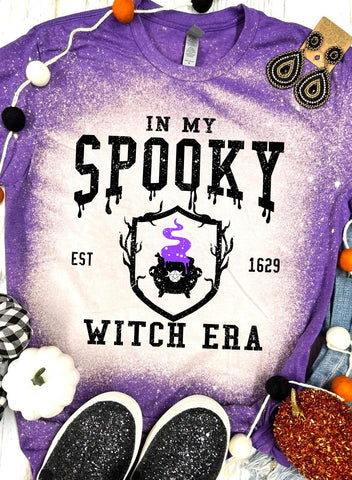 In My Spooky Witch Era Purple Bleached Tee