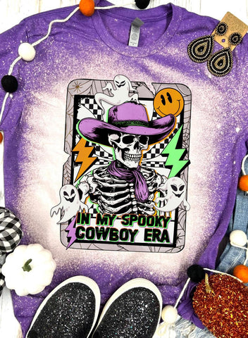 In My Spooky Cowboy Era Purple Bleached Tee