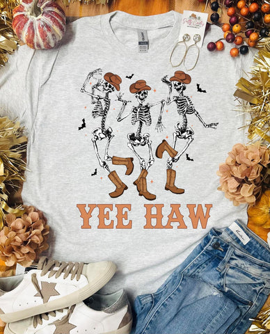 Yee Haw Skeleton Ash Grey Tee