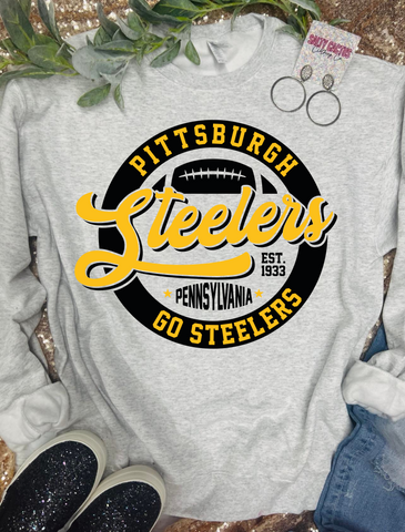 Steelers Pitt Circle Oxford Grey Sweatshirt