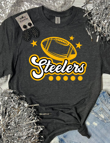 *DTG* Steelers Football Dots Dark Grey Tee