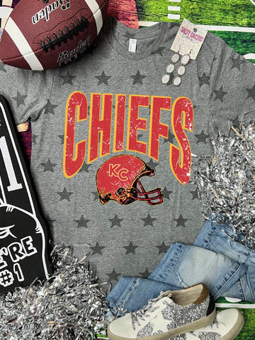 *DTG* Big Vintage Mascot Chiefs Grey Star Tee