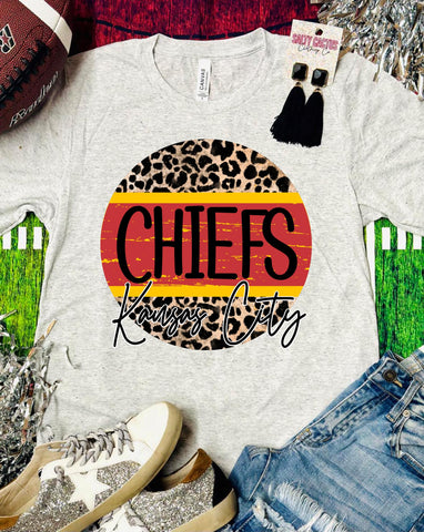 Chiefs Spirit Leopard Circle Triblend Soft Tee