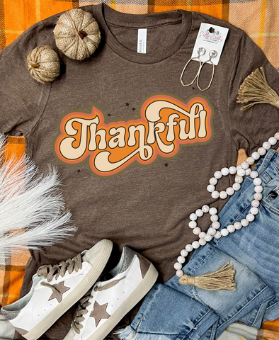 *DTG* Thankful Retro Brown Tee