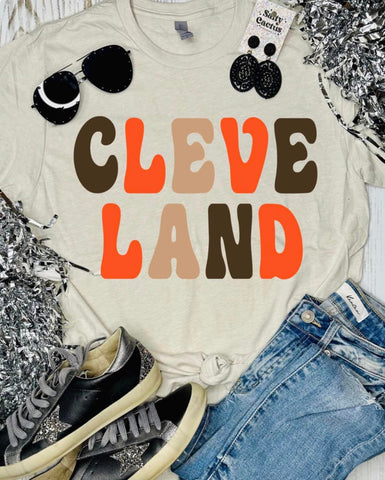 Cleveland Retro Tan Tee