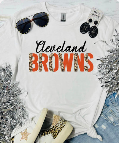 Cleveland Browns Leopard White Tee