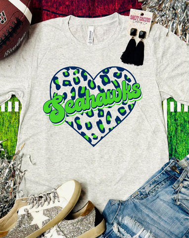 Seahawks Leopard Heart Bella Tee