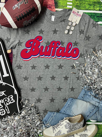 *DTG* Buffalo Words Retro Grey Star Tee