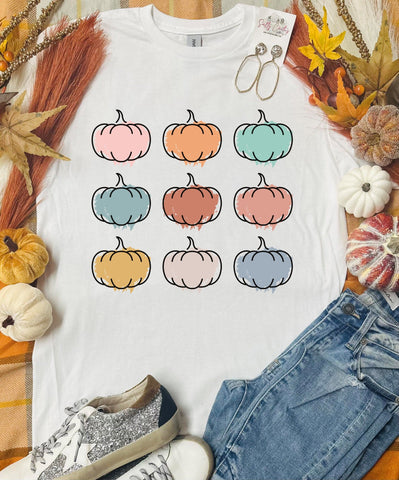 Pastel Pumpkin White Tee