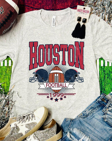 Houston Football Retrp Ash Triblend Tee