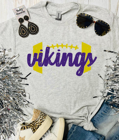 Vikings Stitches Football Ash Grey Tee