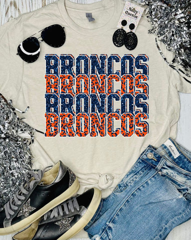 Broncos Glittery Tan Tee