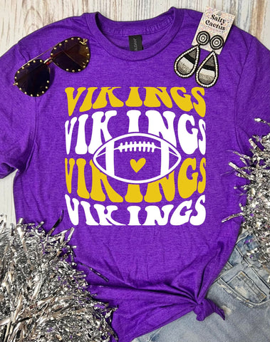 *DTG* Vikings Stretch Football Heart Purple Tee