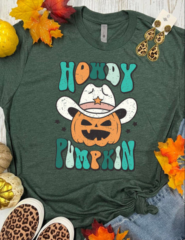 *DTG* Howdy Pumpkin Cowboy Hat Forest Green