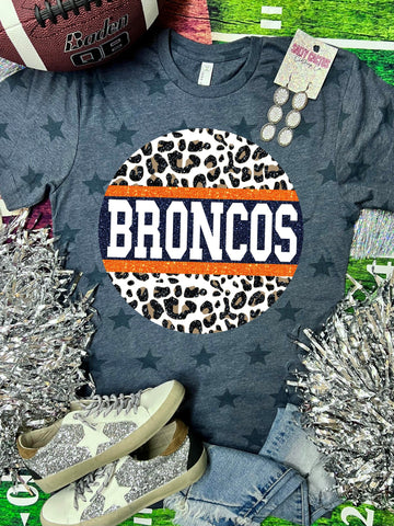 *DTG* Broncos Glitter Circle Navy Code Five Star Tee