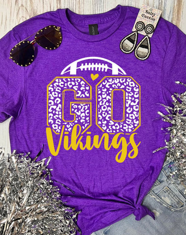 *DTG* Go Vikings Leopard Purple Tee