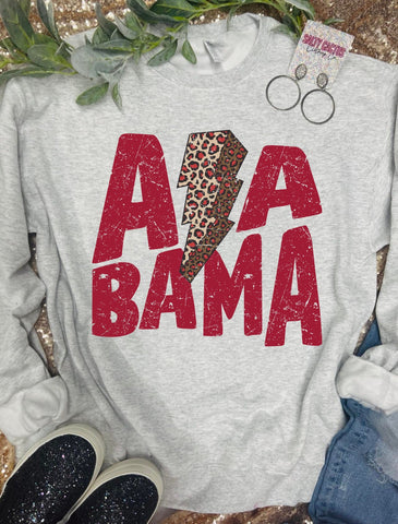 Alabama Leopard Bolt Ash Grey Sweatshirt