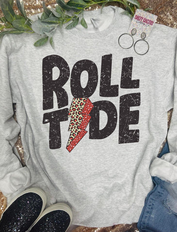 Roll Tide Leopard Bolt Ash Grey Sweatshirt